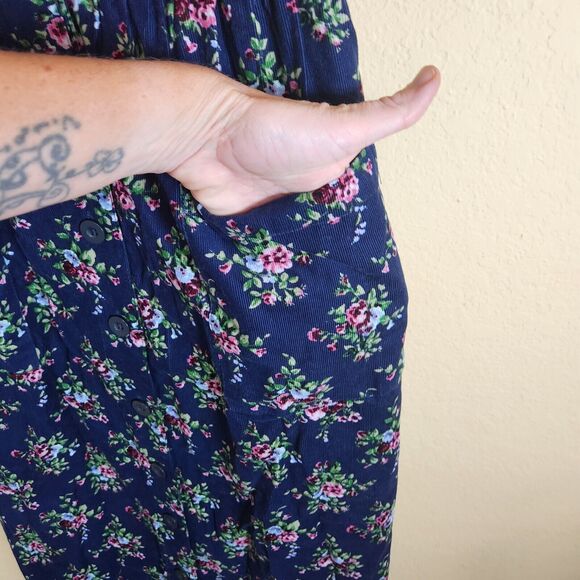Vermont Country Store button up corduroy tank floral dress Prarie maxi MEDIUM - Picture 4 of 10